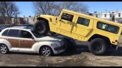 Crushing a Chrysler PT Cruiser with a Hummer